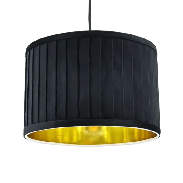 Sundance - Black Velvet Pleated 30cm Lamp Shade with Gold Inner