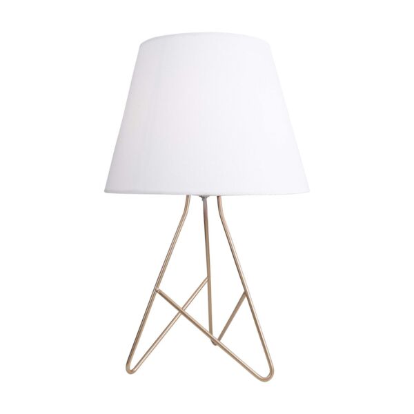 Tripod - Gold 42cm Table Lamp With White Fabric Shade