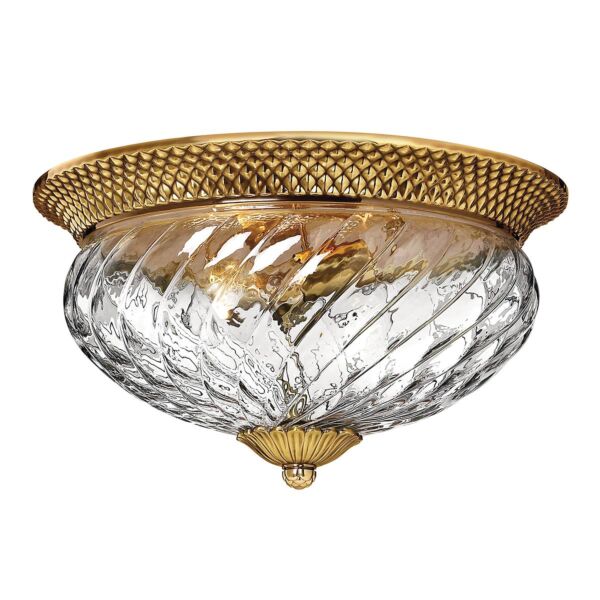 Hinkley Lighting - Plantation - HK-PLANTATION-FL-BB - Brass Clear Glass 3 Light Flush Ceiling Light