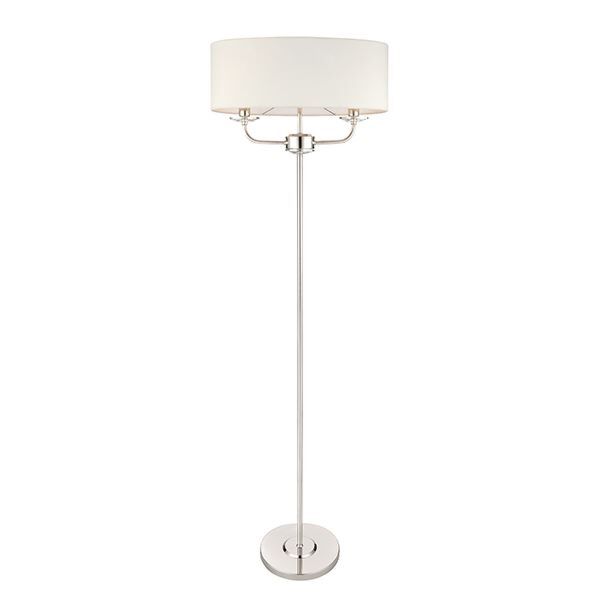 Endon Lighting - Nixon - 60803 - Nickel Vintage White 2 Light Floor Lamp