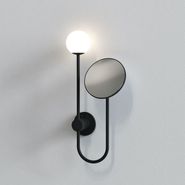 Astro Lighting - Orb 1424003 - IP44 Matt Black Wall Light with Mirror