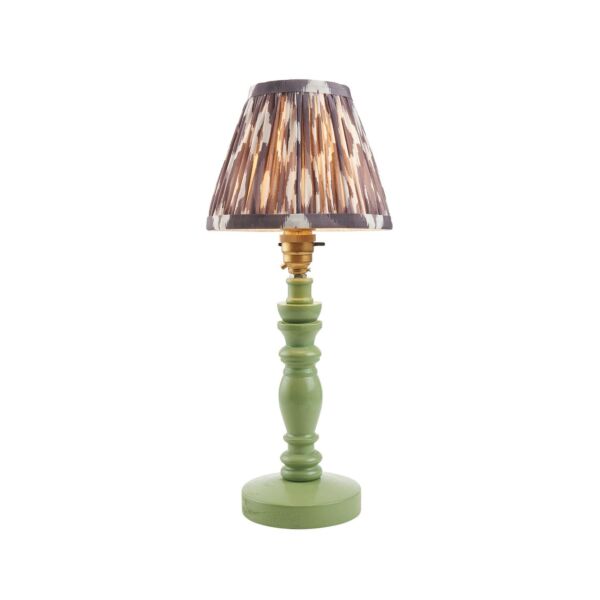 Endon Lighting - Bibury & Ikat 16cm - 115880 - Green Aged Brass Grey Table Lamp With Shade