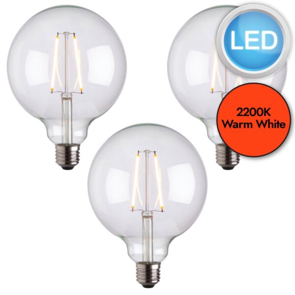 Endon Lighting - Set of 3 Globe - 77110 - LED E27 ES - Filament Light Bulbs - 125mm dia