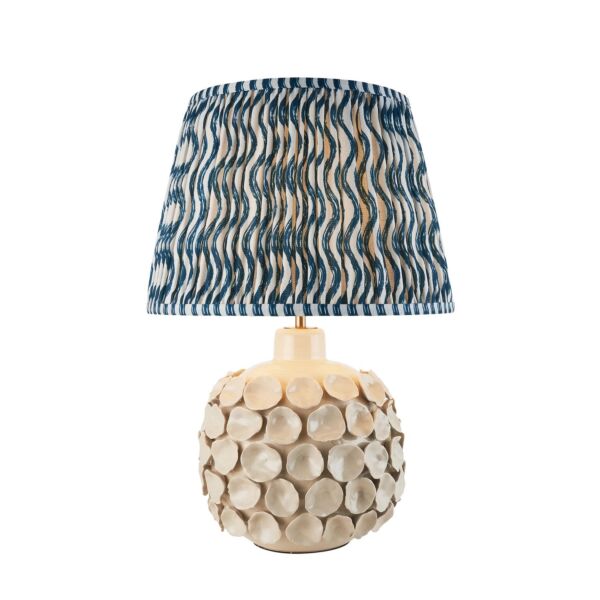 Endon Lighting - Borello & Ripple 35cm - 116395 - Cream Crackle Aged Brass Blue Ceramic Table Lamp With Shade