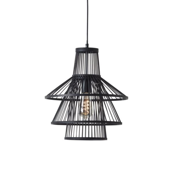 Endon Lighting - Minato - 101675 - Dark Bamboo Black Ceiling Pendant Light