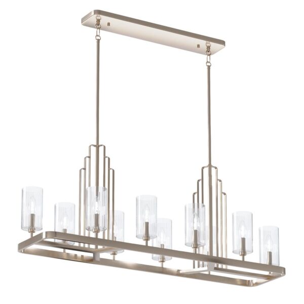 Quintiesse - Kimrose - QN-KIMROSE10-PN - Nickel Clear Glass 10 Light Bar Ceiling Pendant Light