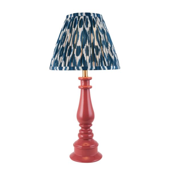 Endon Lighting - Myrtle & Ikat 25cm - 116364 - Pink Warm Brass Blue Table Lamp With Shade