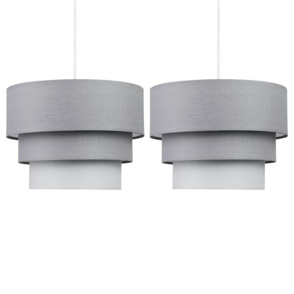 Pair of Grey Ombre 3 Tier Ceiling Light Shades