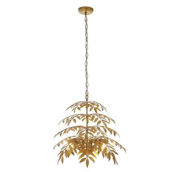 Fern - Distressed Gold 5 Light Pendant