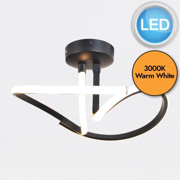 Matt Black LED Swirl Ceiling Light