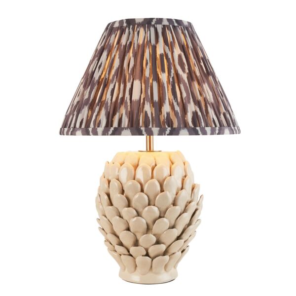 Endon Lighting - Layered Leaf & Ikat 30cm - 116418 - Cream Crackle Aged Brass Grey Ceramic Table Lamp With Shade