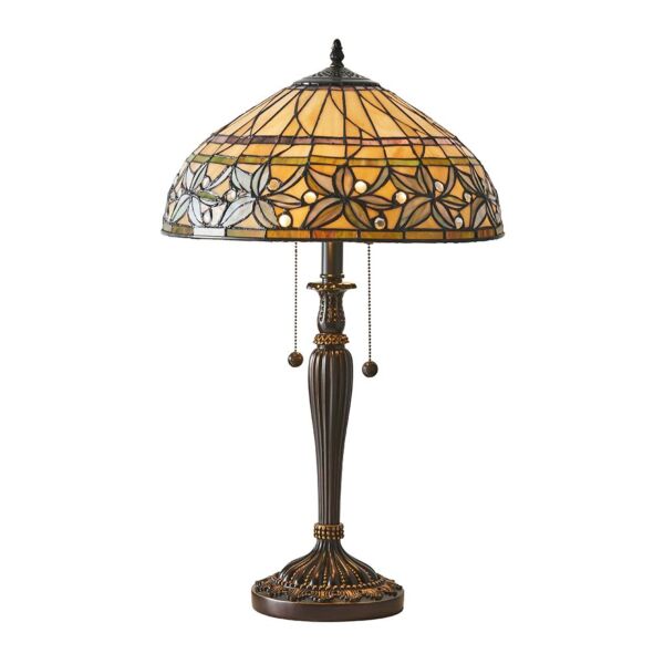 Interiors 1900 - Ashtead - 63916 - Dark Bronze Tiffany Glass 2 Light Table Lamp