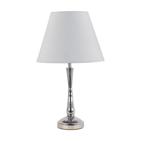 Chrome Table Lamp with Stem Detail and Ivory Shade