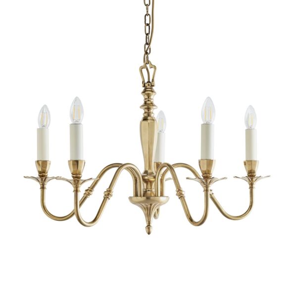 Interiors 1900 - Asquith - ABY1002P5 - Solid Brass Ivory 5 Light Chandelier