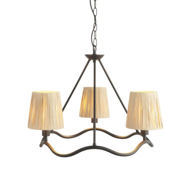 Endon Lighting - Wriggle - 114212 - Black Natural Raffia 3 Light Ceiling Pendant Light