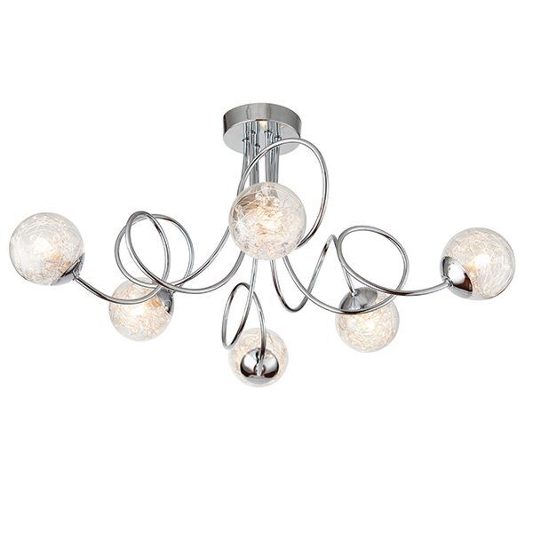 Endon Lighting - Auria - 76349 - Chrome Clear Glass 6 Light Flush Ceiling Light