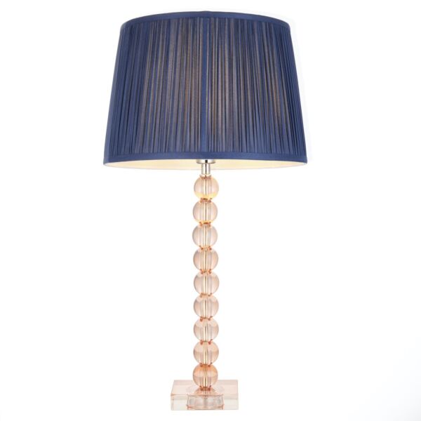 Endon Lighting - Adelie - 100363 - Blush Crystal Glass Nickel Midnight Blue Table Lamp With Shade