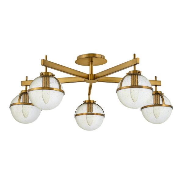 Hinkley Lighting - Hollis - HK-HOLLIS-5-C-HB - Heritage Brass Clear Seeded Glass 5 Light IP44 Bathroom Ceiling Light