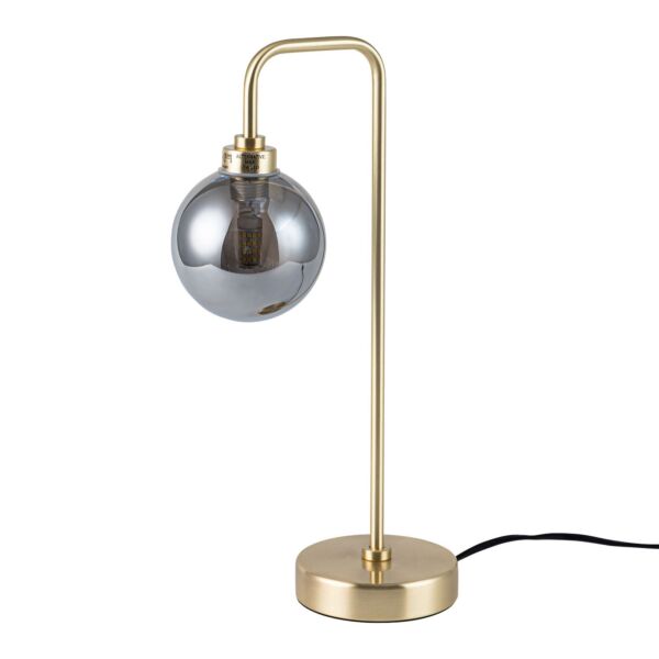 Toner - Satin Brass with Smoked Glass Globe Table Lamp