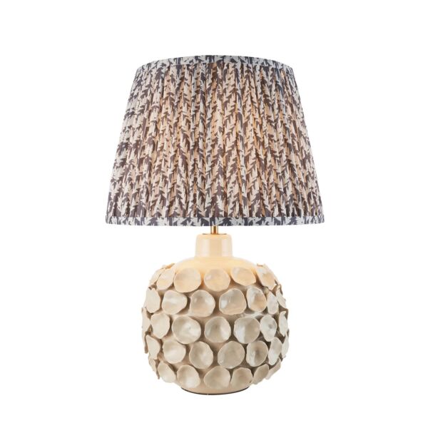 Endon Lighting - Borello & Leaf 35cm - 116394 - Cream Crackle Aged Brass Grey Ceramic Table Lamp With Shade