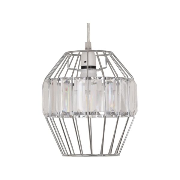 Beaded - Chrome Cage Pendant Shade with Clear Prism Detail