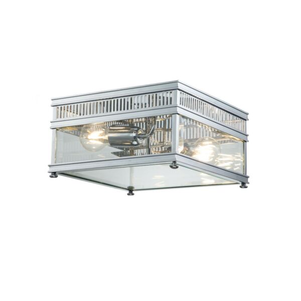 Elstead Lighting - Holborn - HOLBORN-F-PC - Chrome Clear Glass 2 Light IP44 Coastal Resistant Outdoor Ceiling Flush Light