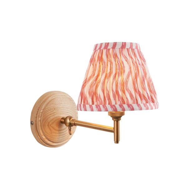 Endon Lighting - Wood Fold & Ripple 16cm - 115861 - Ash Wood Pink Wall Light