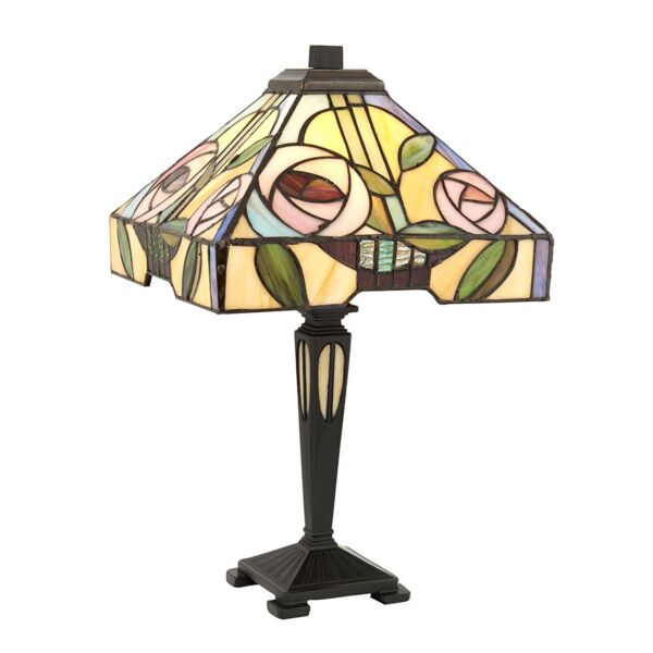 Interiors 1900 - Willow - 64386 - Dark Bronze Tiffany Glass Table Lamp