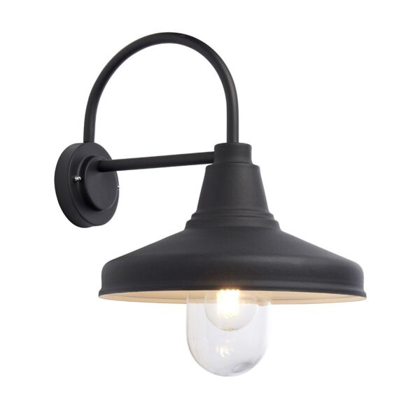 Endon Lighting - Farmhouse - 95899 - Black Clear Glass IP44 Outdoor Wall Light