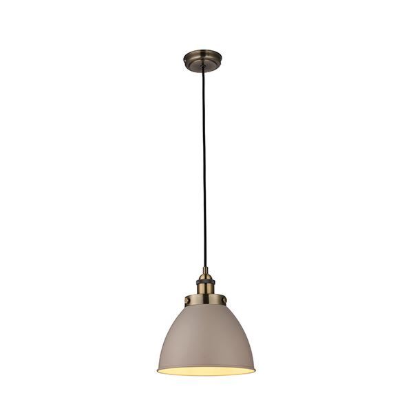 Endon Lighting - Franklin - 76328 - Taupe Grey Antique Brass Ceiling Pendant Light