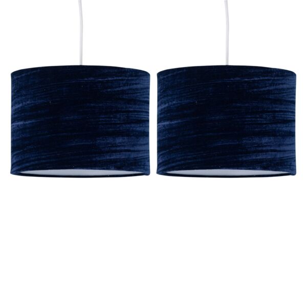 Set of 2 Navy Blue Crushed Velvet 30cm Pendant Lightshades