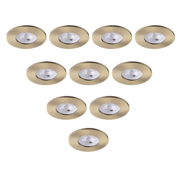Saxby Lighting - Set of 10 Saxby ShieldONE 65 - 113280 & 113319 - Antique Brass Fixed Recessed Fire Rated Ceiling Downlights