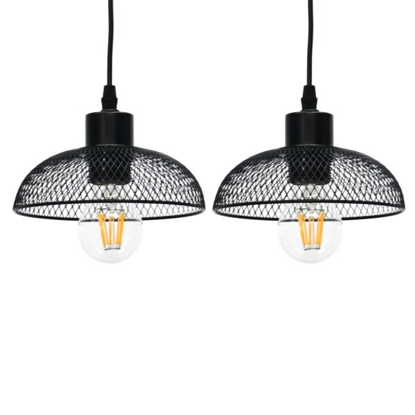 Set of 2 Cassidy - Small Black Mesh Easy Fit Metal Pendant Shades