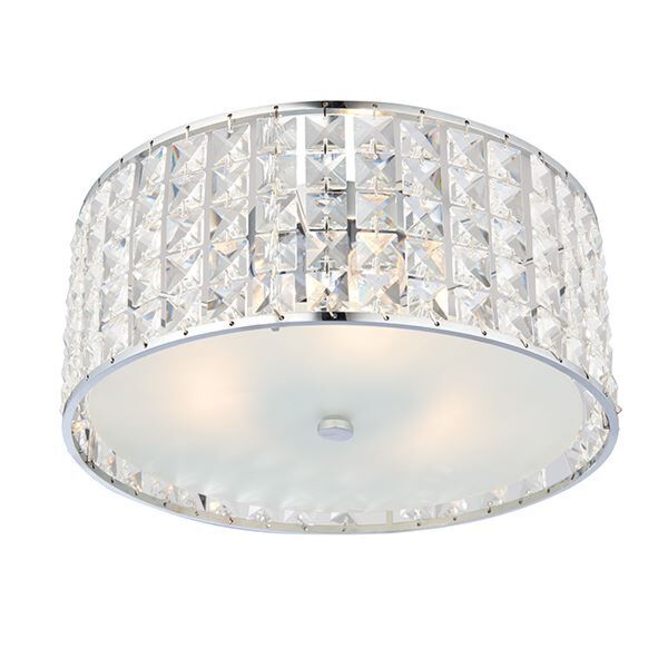 Endon Lighting - Belfont - 61252 - Clear Crystal Glass Chrome 3 Light IP44 Bathroom Ceiling Flush Light