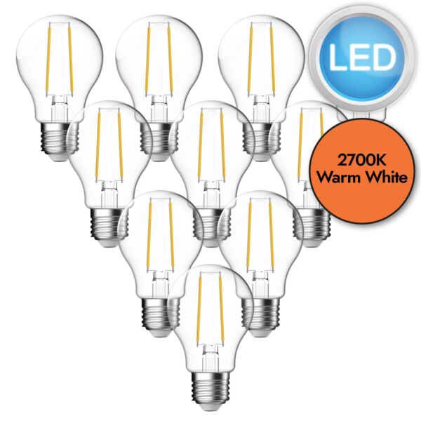 10 x 4W LED E27 Filament Light Bulbs - Warm White