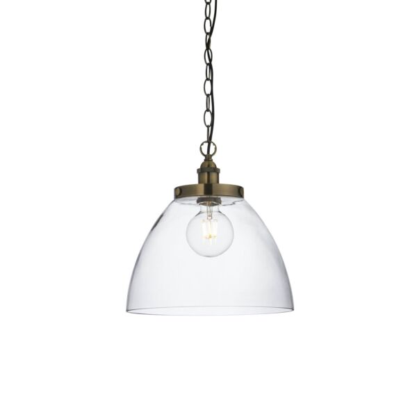 Endon Lighting - Hansen Grand - 102926 - Antique Brass Clear Glass Ceiling Pendant Light