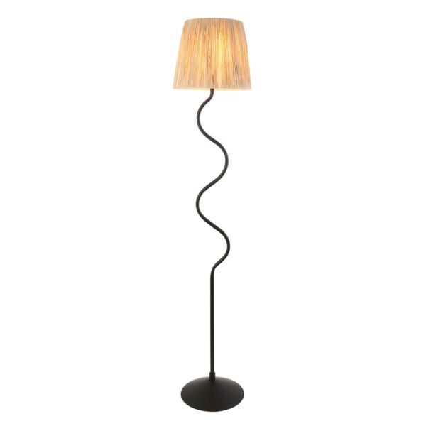 Endon Lighting - Wriggle - 114223 - Black Natural Raffia Floor Lamp