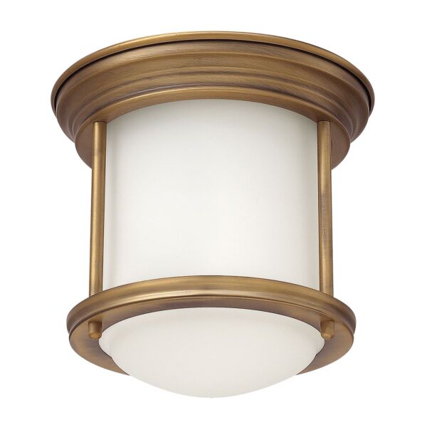 Quintiesse - QN-HADRIAN-MINI-F-BR-OPAL - Hadrian 1 Light Flush Mount - Opal Glass - Brushed Bronze