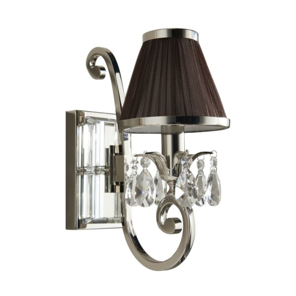 Interiors 1900 - Oksana - 63534 - Nickel Clear Crystal Glass Chocolate Pleated Wall Light