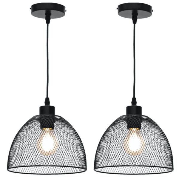 Set of 2 Cassidy - Medium Black Mesh Ceiling Pendant Lights