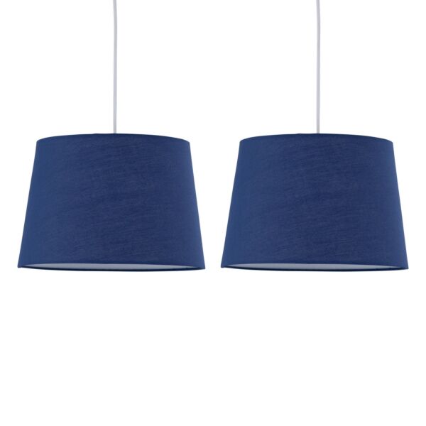 Set of 2 Navy Cotton 28cm Tapered Cylinder Pendant or Lamp Shades