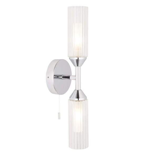 Westchester - Chrome & Clear Glass 2 Light IP44 Pull Cord Bathroom Wall Light