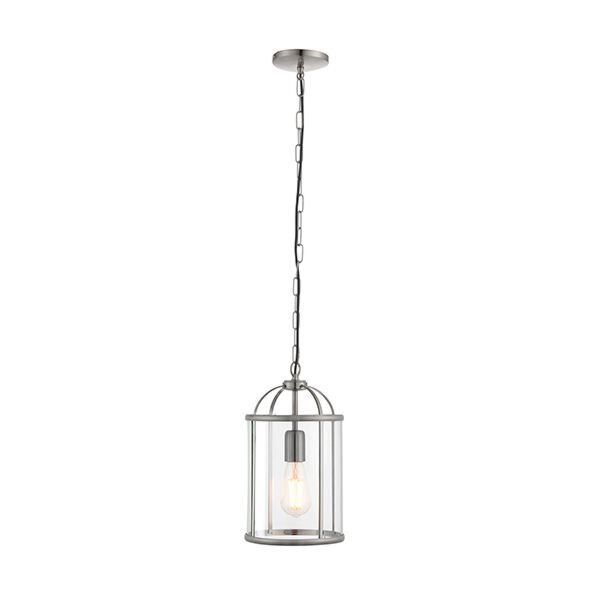 Endon Lighting - Lambeth - 70323 - Satin Nickel Clear Glass Ceiling Pendant Light