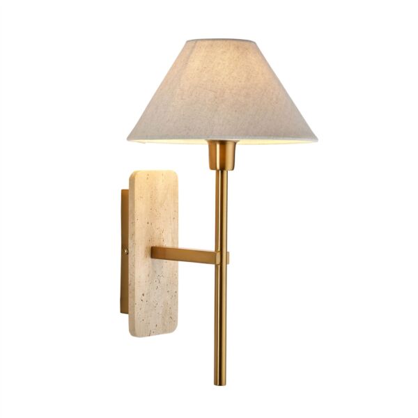 Endon Lighting - Faro - 120637 - Vintage Brass Travertine Stone Natural Wall Light