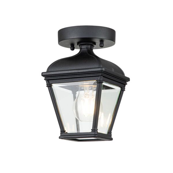 Elstead Lighting - Bayview - BAYVIEW-PORCH-BK - Black Clear Glass IP44 Outdoor Ceiling Flush Light