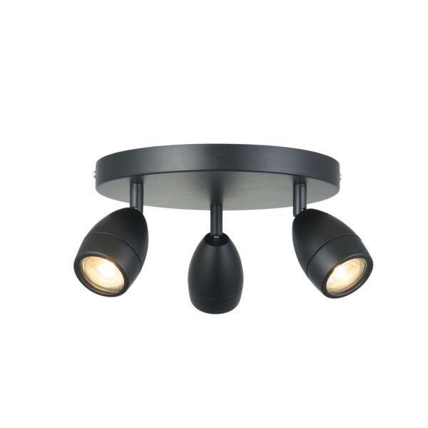 Endon Lighting - Porto - 99771 - Black 3 Light IP44 Bathroom Ceiling Spotlight