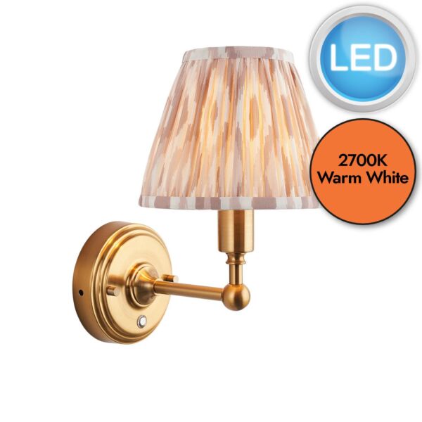 Endon Lighting - Burley Rechargeable & Ikat 16cm - 114831 - LED Aged Brass Neutral Touch Wall Light