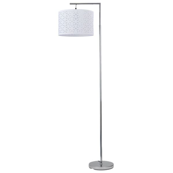 Chrome Angled Floor Lamp with White Laser Cut Shade