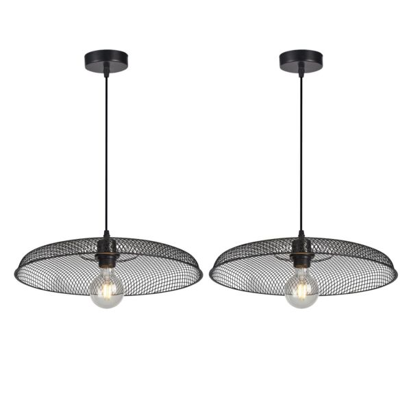 Set of 2 Cassidy - Large Black Mesh Ceiling Pendant Lights