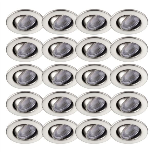 Set of 20 Satin Nickel Fire Rated 6W LED 3000K Adjustable Downlights